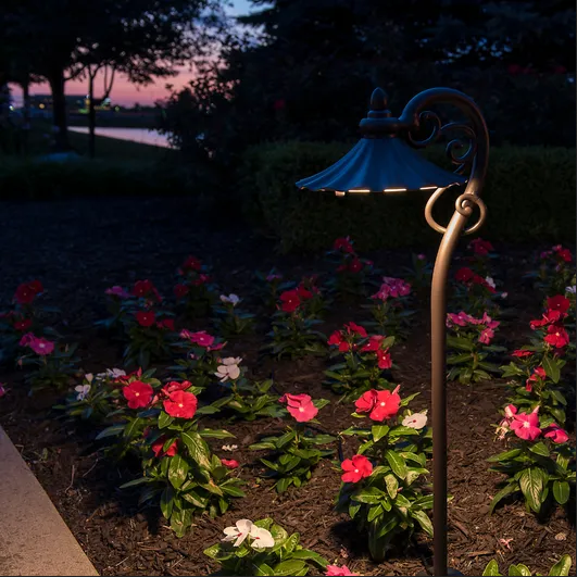 Elegant Harp Brass Path & Area Light (Bronze)